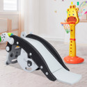 PLAYGRO Combo Pack 3 IN 1 Rocking Panda Slide & 3 IN 1 Giraffe Basketball Sports Set (Grey, Yellow)