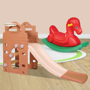 playgro combo pack monumental slide  colt ride-on rocker toys for kids  toddler slide brown red green