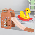 PLAYGRO Combo Pack Monumental Slide & Giraffe Ride-On Rocker Toys for Kids & Toddler (Brown, Yellow, Red)