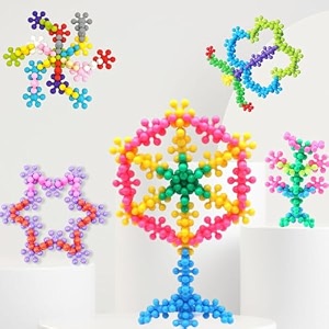 playmagic star shaped 100 pcs stem toys plastic interlocking blocks building blocks that bends - safe material - preschool classroom games sets toy for girls and boys aged 3