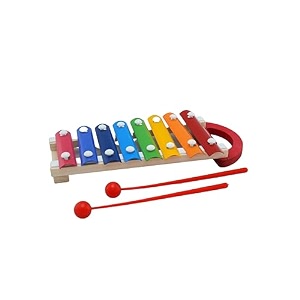 ecofriendly wooden multicolor xylophone with 8 note and 2 mallets - musical toy  xylophonewith handle