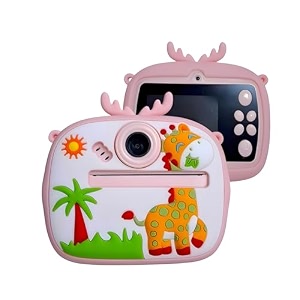 1 year warranty kids instant print digital camera 12mp photo video recorder with built in printer filters rechargeable battery paper rolls fun toy for children gift camera set-blue