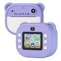 Playpulse® 1 Year Warranty Kids Instant Print Digital Camera 12MP Photo Video Recorder with Built in Printer Filters Rechargeable Battery Paper Rolls Fun Toy for Children Gift Camera Set-Purple
