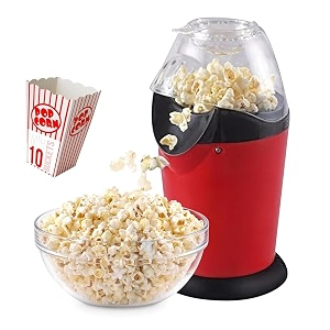 playpulse 2-year warranty hot air popcorn maker  oil-free 1200w electric popper machine for healthy homemade snacks fast amp fun for families and parties