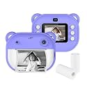 Playpulse Digital Print Camera for Kids – 12MP Digital Camera with Instant Photo Printer, Video Recording, MP3 Music, Fun Filters, Rechargeable Battery & Print Paper Rolls – Purple