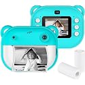 Playpulse Digital Print Camera for Kids – 12MP Digital Camera with Instant Photo Printer, Video Recording, MP3 Music, Fun Filters, Rechargeable Battery &amp; Print Paper Rolls – Green