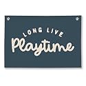 Playroom Decor for Boy, Long Live Playtime Wall Hanging Linen Banner, Blue Striped Wall Flag for Kids Room Nursery Playroom Decor, 20x30 Inch-Navy Blue