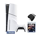 PlayStation 5 Slim Disc 2TB SSD Edition Bundle with Spider-Man: Miles Morales and Controller Case -, Upgraded 2TB Ultra Fast SSD PS5 Slim Disc Gaming Console (Renewed)