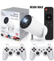 Playtastic M300 Max Retro Video Game Console 64 GB with Android 11 System Mini Portable Intelligent Projector, 2 Wireless Controllers