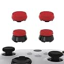 PlayVital FPS Thumbstick Extenders for Xbox Series X/S & Xbox One Controller, 2 High Raise + 2 Mid Dome Joystick Caps, Thumbs Pro Armor Thumb Grips for Better Aim & Control - Scarlet Red & Black