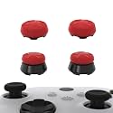 PlayVital FPS Thumbstick Extenders for Xbox Series X/S & Xbox One Controller, 2 High Raise + 2 Mid Dome Joystick Caps, Thumbs Pro RAZOR Thumb Grips for Better Aim & Control - Scarlet Red & Black