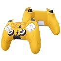 PlayVital Halloween Cute Demon Controller Silicone Case for ps5, Kawaii Controller Cover Gamepad Skin Protector for ps5 with Touch Pad Sticker & Thumb Grip Caps - Yellow