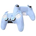 PlayVital Halloween Cute Demon Controller Silicone Case for ps5, Kawaii Controller Cover Gamepad Skin Protector for ps5 with Touch Pad Sticker & Thumb Grip Caps - Blue
