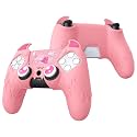 PlayVital Halloween Cute Demon Controller Silicone Case for ps5, Kawaii Controller Cover Gamepad Skin Protector for ps5 with Touch Pad Sticker & Thumb Grip Caps - Pink