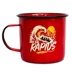 plazy enamel camping mug 350ml  stainless steel coffee mug for camping trekking amp travel  lightweight outdoor mug with diy handle wrapping cord  ride the rapids  red