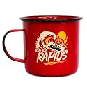Plazy Enamel Camping Mug 350ml | Stainless Steel Coffee Mug for Camping, Trekking &amp; Travel | Lightweight Outdoor Mug with DIY Handle Wrapping Cord | Ride the Rapids | Red