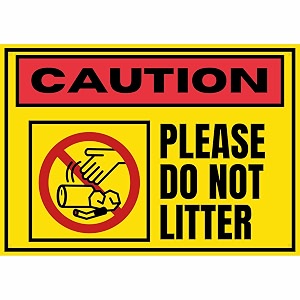 please do not litter sign sticker board 29 x 20 cm  peel amp stick wall sign with corner holes  indoor amp outdoor use  1 piece do not litter a4 - medium - 1 piece
