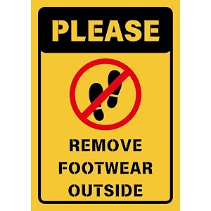 please remove your footwear outside sign board sticker 29 x 20 cm  peel amp stick door sign  pre-drilled corner holes  home office temple shop entrance sign  pack of 1 remove your footwear a4 - medium - 1 piece