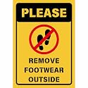 Please Remove Your Footwear Outside Sign Board Sticker 29 x 20 CM | Peel &amp; Stick Door Sign | Pre-Drilled Corner Holes | Home, Office, Temple, Shop Entrance Sign | Pack of 1 (Remove Your Footwear, A4 - Medium - 1 Piece)