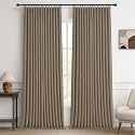 Pleat Dark Tan Ceiling Drapes 108 Inches Long 2 Panels Set for Living Room, Lush Decor Memory Shape Pinch Pleated Black Out Linen Blend Large Window Curtains Privacy with Hooks Rings for Office 9 FT
