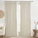 PleatedDrapes 132 Inch Extra Long Cream High Ceiling Curtains for Living Room 2 Panels Set, Memory Shape Pinch Pleat Blackout Thermal Dual Layer Linen Noise Cancelling Privacy Decorative Window Drapes
