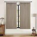 PleatedDrapes Black Out Curtains 63 Inch Long for Kitchen Windows 2 Panels, Cream Beige Double Layer Thick Linen Short Bohemian Pinch Pleated Curtain Thermal Energy Efficient Cafe Mini Burg 40"Wx63"L