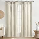 PleatedDrapes Custom Blackout Memory Trained Pinch Pleated Dining Room Curtains 78 Inches Long 2 Panels Set, Cream Double Layer Linen Thermal Noise Reducing Farmhouse Window Curtain 6-1/2 FT Length