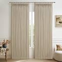 PleatedDrapes Extra Wide 70 Inch Pinch Pleated Blackout Dining Room Curtains 84 Inches Long 2 Panels Set, Memory Trained Two Layer Linen Blend Insulated Sound Dampening Neutral Window Drapes 70"Wx84"L