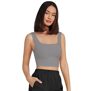 Womens Girls Solid Polyester Rib-Knit Square