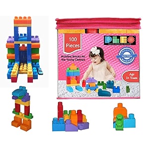 plex building amp construction blocks  1 years of age  multi color blocks  perfect for indoor amp outdoor  educational toy  interlocking blocks pink bag-100 pcs bag