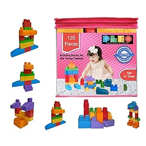 plex building amp construction blocks  1 years of age  multi color blocks  perfect for indoor amp outdoor  educational toy  interlocking blocks pink bag-120 pcs blocks