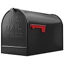 Plexon Jumbo Size Rural Mailbox, 3175 cu-in Capacity, Galvanized Steel, Powder-Coated, 15 in. H x 11.69 in. W x 24.82 in. L, Black, Extra Large