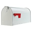 Plexon Mailboxes Classic Post Mount Mailbox - 20" L x 8.9" H x 6-7/8" W, Galvanized Steel, White, Rust-Resistant Powder Coated Finish