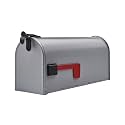 Plexon Mailboxes Classic Post Mount Mailbox - 20.28" L x 9.45" H x 6.78" W, Galvanized Steel, Gray, Rust-Resistant Powder Coated Finish