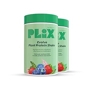 plix - the plant fix evolve performance plant protein powder for muscle gain and recovery strawberry flavor 1kg protein drink with b12 vitamin helps to boosts immunity no added sugar