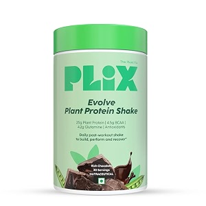 plix - the plant fix evolve performance plant protein powder for muscle gain and recovery chocolate flavour 1kg protein drink with b12 vitamin helps to boosts immunity no added sugar