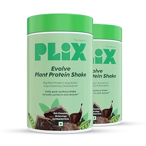plix - the plant fix evolve performance plant protein powder for muscle gain and recovery chocolate flavour 2kg protein drink with b12 vitamin helps to boosts immunity no added sugar