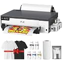 PLK A3 DTF Printer with XP600 Printhead, Roll Feeder, Double Printing Speed, Upgraded L8058 DTF with White Ink Stirring System,100% Transfer Custom T-Shirt/Textile Printing(A3 Printer+Consumables)