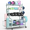 PLKOW Dumbbell Rack, Weight Rack for Home Gym Storage with Wheels and Hooks
