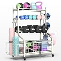 PLKOW Dumbbell Rack, Weight Rack for Home Gym Storage with Wheels and Hooks