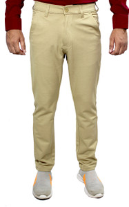 plounge men regular fit cream polycotton trousers