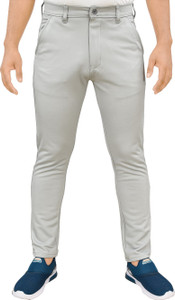 plounge men regular fit silver polycotton trousers