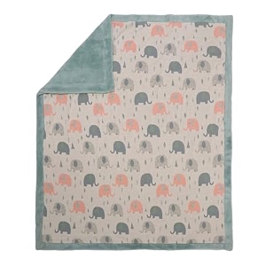 pluchi cotton knitted blanket with faux fur back for babies 80 cm x 100 cm indus blue