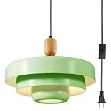 Plug in 3-Layer Mint Green Metal Pendant Light Kitchen Island Lamp