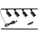 Plug in Track Lighting with Power Cord, 4-Light GU10 Track Lighting Kit with 3.3FT H Type Track Lighting Rails, Modern Kitchen LED Track Lighting Fixtures Ceiling Spot Light, Black (No Bulbs)