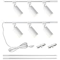 Plug in Track Lighting with Power Cord, 6-Light GU10 Track Lighting Kit with 6.6FT H Type Track Lighting Rails, Modern Kitchen LED Track Lighting Fixtures Ceiling Spot Light, White (No Bulbs)