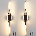 Plug in Wall Sconces Set of 2, Modern Plug in Sconce with Remote, Dimmable LED Wall Light, Wall Lamps with Plug in Cord for TV Wall Sconces, Black Sconce Lighting for Living Room, Hallway, Bedroom