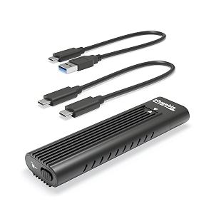 plugable usb c to m2 nvme tool-free enclosure usb c and thunderbolt 3 compatible up to usb 31 gen 2 speeds 10gbps adapter includes usb-c and usb 30 cables supports m2 nvme ssds 2280 2260 2242