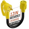 PlugSaf 30 Amp to 30 Amp RV Generator Adapter Cord 12 inch, 30A 125V/250V