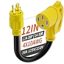 PlugSaf 30 Amp to 50 Amp RV Generator Adapter Cord 12 inch, 30A 125V/250V